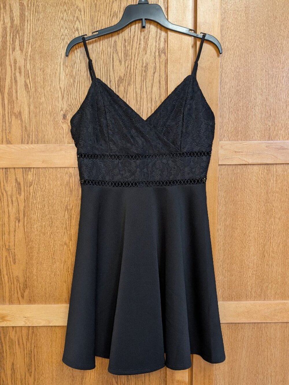 Francesca's Sleek Black Sweetheart Sundress, Cutout Waist, Medium